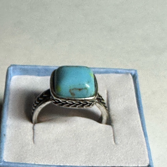 Turquoise Stone Silver Ring - Blue Gemstone  Ring - Picture 4 of 4